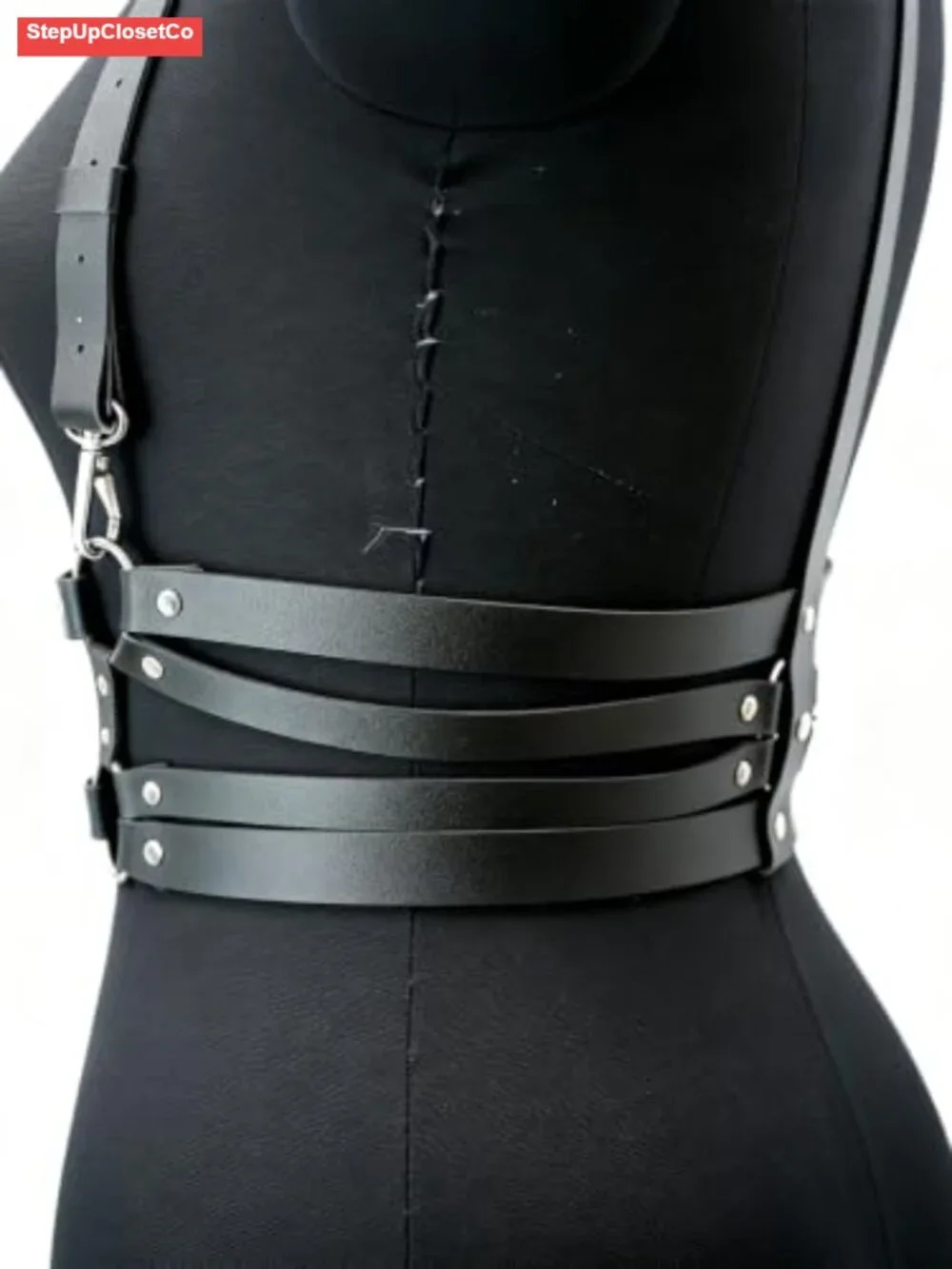 Women's Faux Leather Body Harness Belt Adjustable Chest Waist Strap